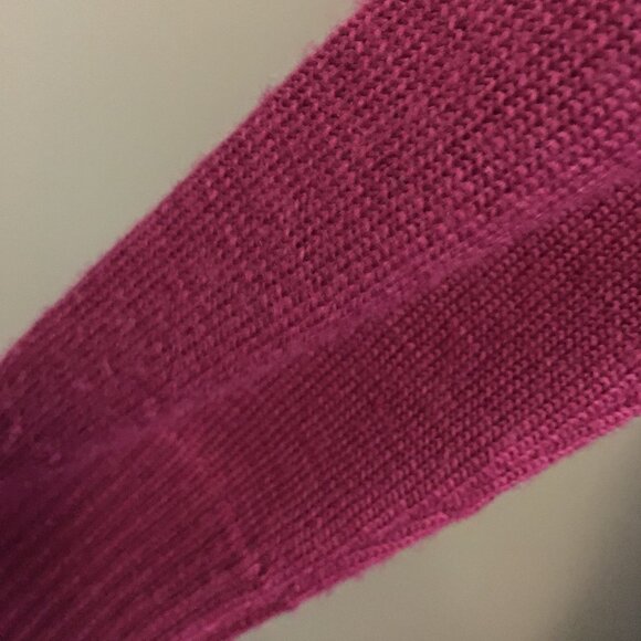 Flamenco Pink Wool Mock Neck Ruched + Drape Wrap Sweater - XS - Picture 9 of 16